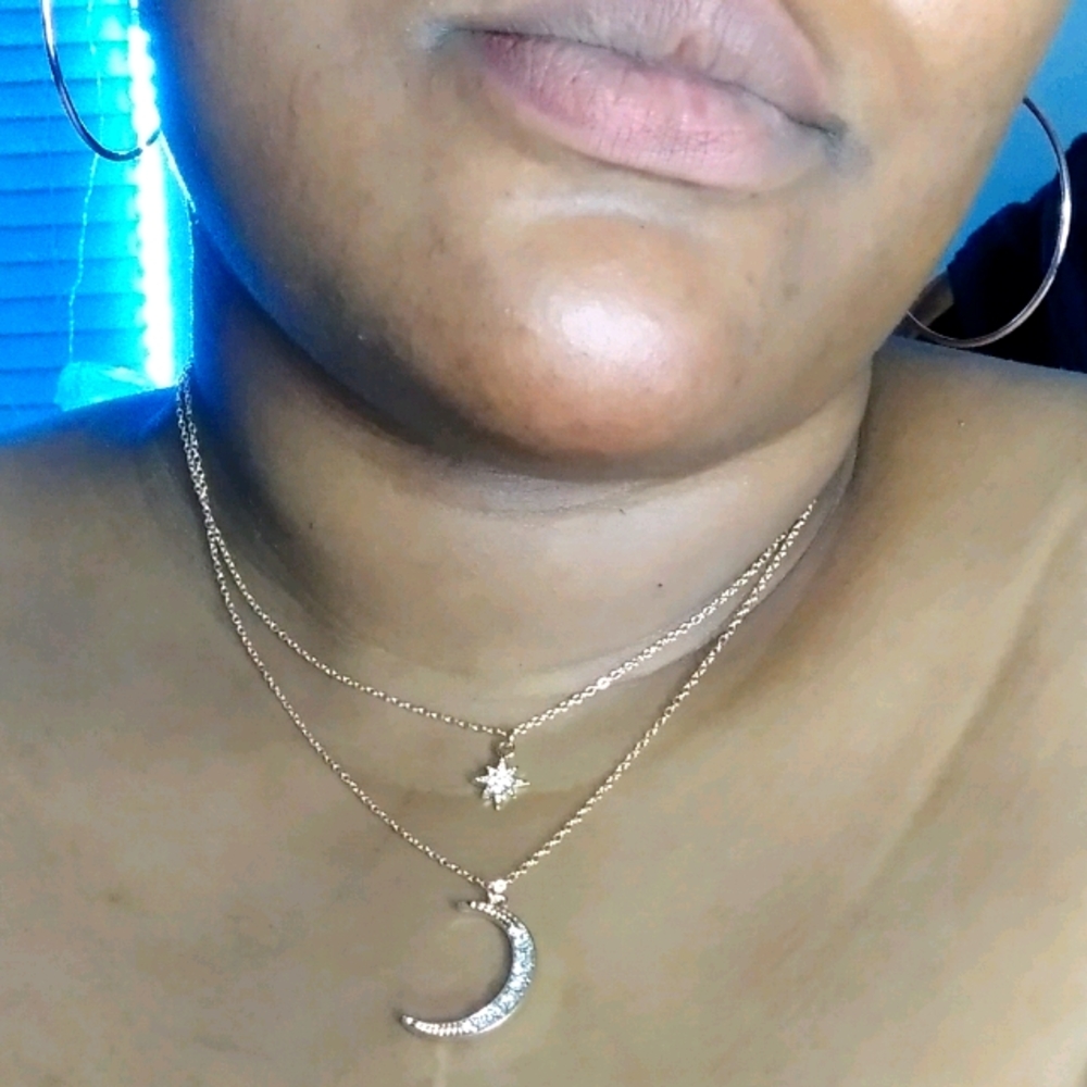 "Diamond" Moon and star necklace